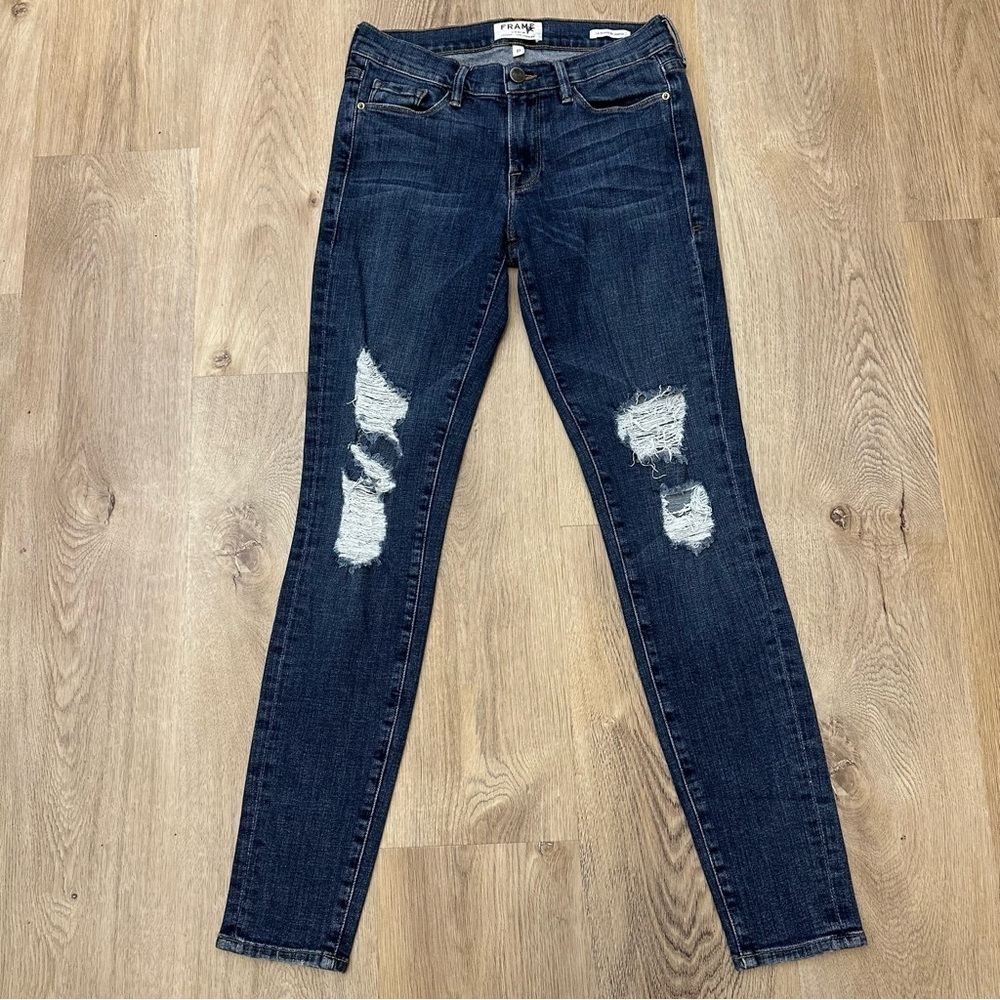 Frame Denim Le Skinny de Jeanne Blue Distressed Jeans size 27